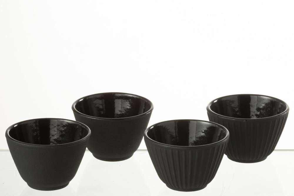 BOX OF 2 TEA CUP METAL BLACK ASSORTMENT 2