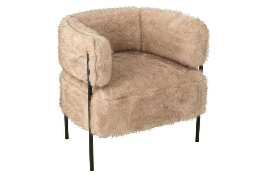 ARMCHAIR WITH METAL LEGS WOOD TAUPE