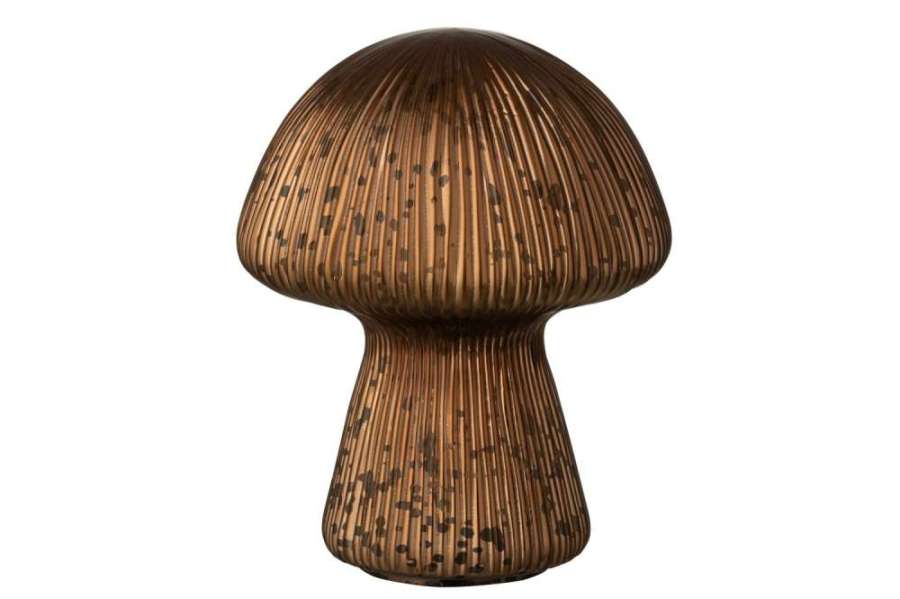 MUSHROOM LED STRIPED GLASS BROWN