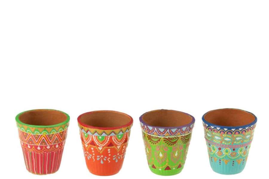 BOX OF 4 FLOWERPOT MUMBAI TERRACOTTA MIX