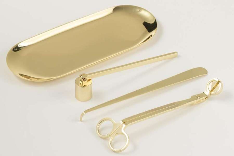 CANDLE SNUFFER CANDLE KIT IRON GOLD COLORED