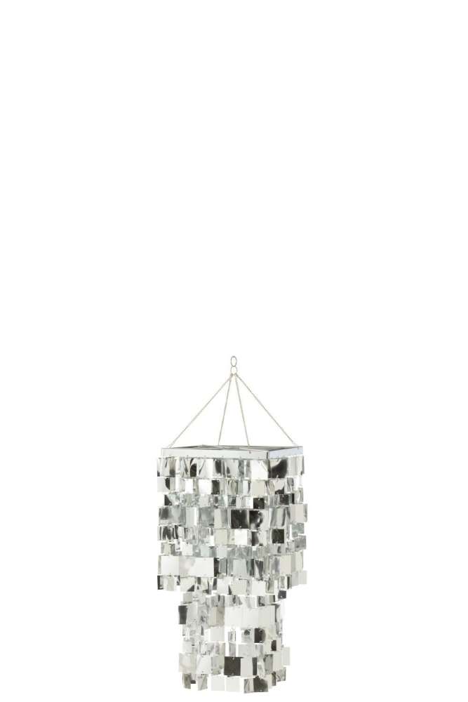 LAMP SHADE CHANDELIER SQUARE PVC SILVER COLORED SMALL