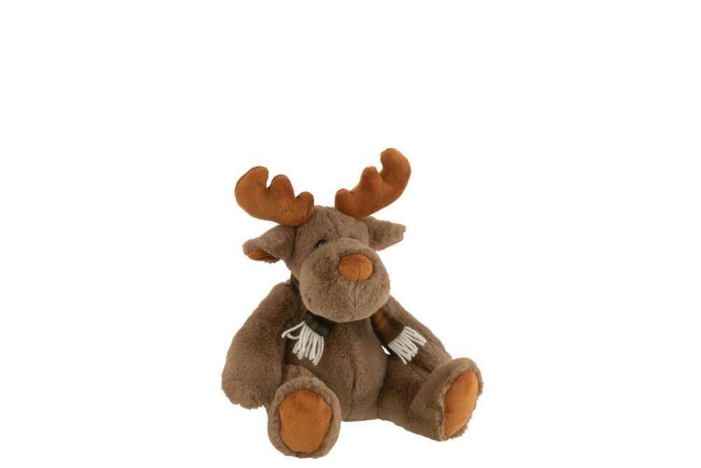 REINDEER+SCARF SITTING TEXTILE BROWN SMALL