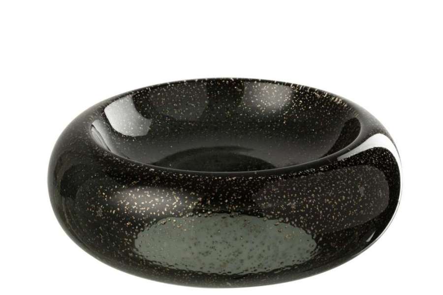 DECORATIVE BOWL CAROL GLASS BLACK LARGE