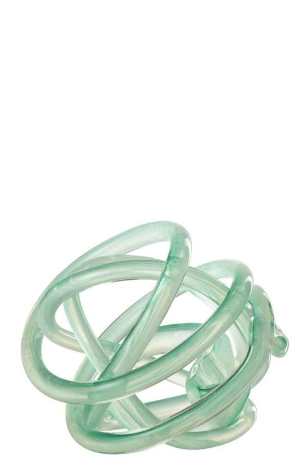 PAPERWEIGHT INFINITY KNOT GLASS TURQUOISE/TRANSPARENT