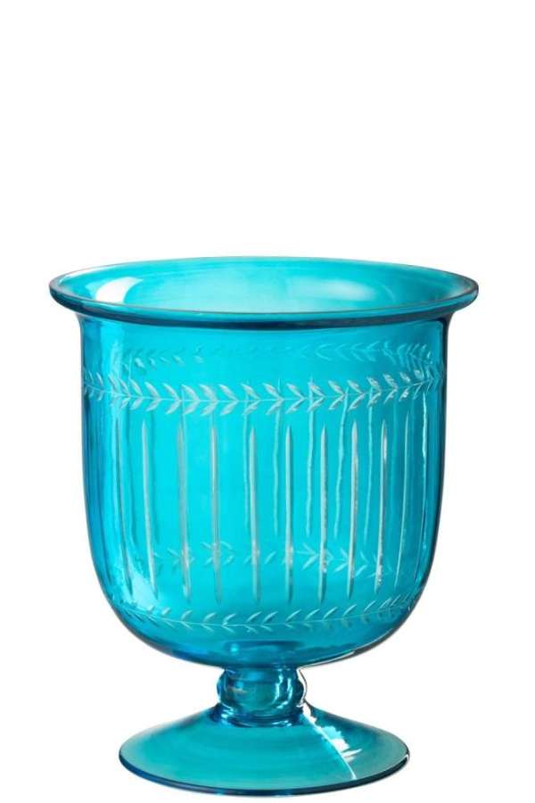 HURRICANE/VASE TARIFA GLASS AZURE