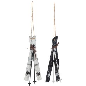 HANGERS SKIS METAL BLACK/WHITE ASSORTMENT OF 2
