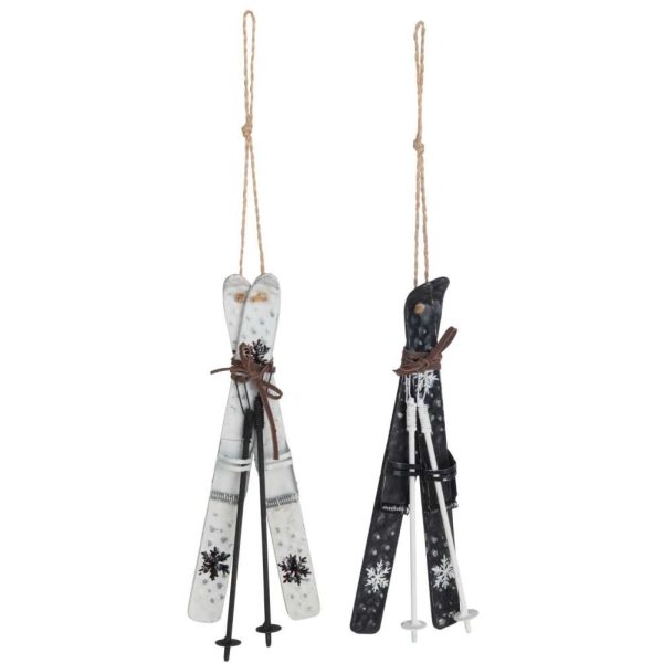 HANGERS SKIS METAL BLACK/WHITE ASSORTMENT OF 2