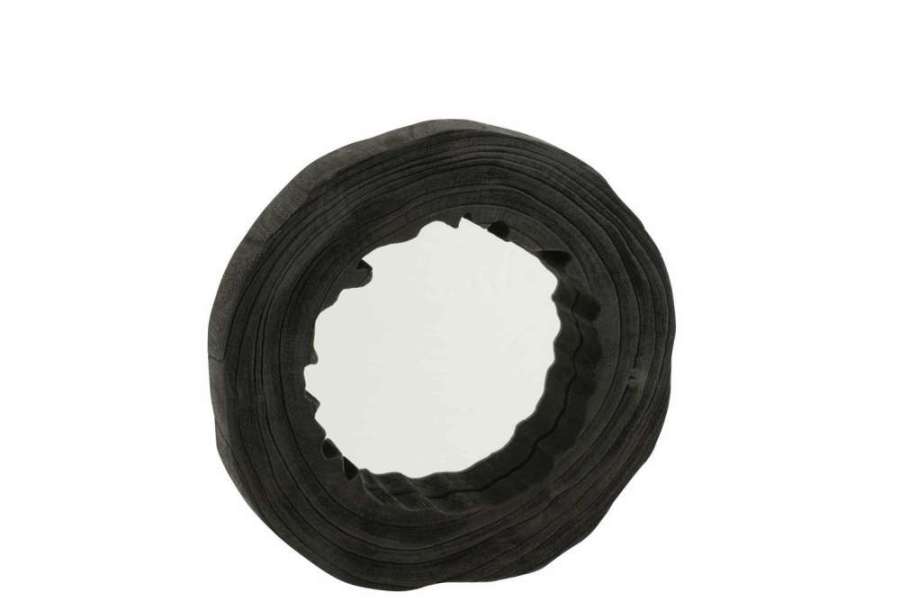 MIRROR IRREGULAR PAULOWNIA WOOD BLACK LARGE