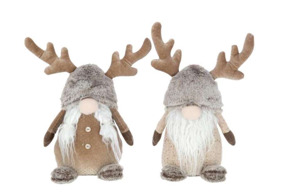 GNOME ANTLERS GLITTERY TEXTILE BROWN/GREY LARGE ASSORTMENT OF 2