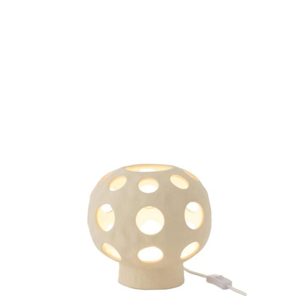 TABLE LAMP GLOBE STONEWARE BEIGE