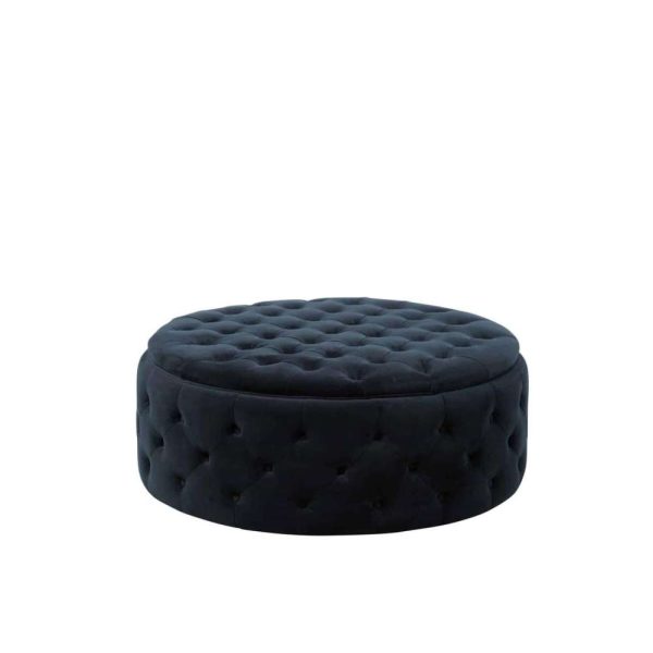 HASSOCK ROUND BUTTONS WILSON VELVET BIRCH ANTHRACITE