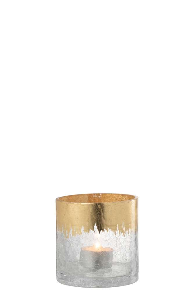 HURRICANE CRACKLE GLASS TRANSPARANT GOLD SMALL