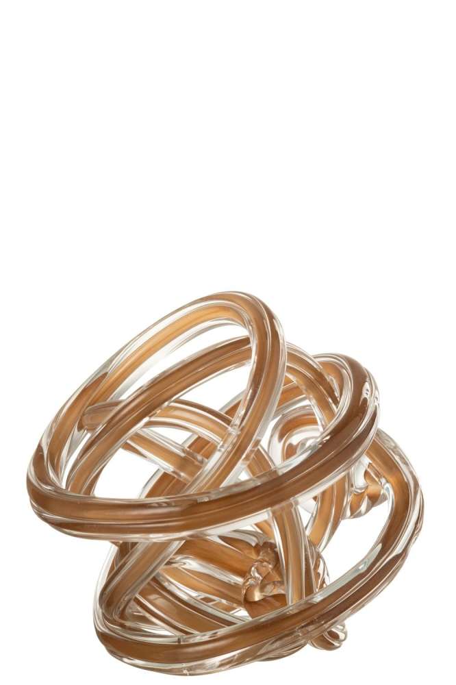 PAPERWEIGHT INFINITY KNOT GLASS BROWN/TRANSPARENT