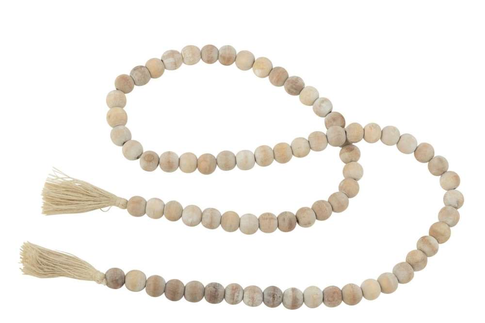 GARLAND BEAD TASSEL MANGO WOOD CREAM