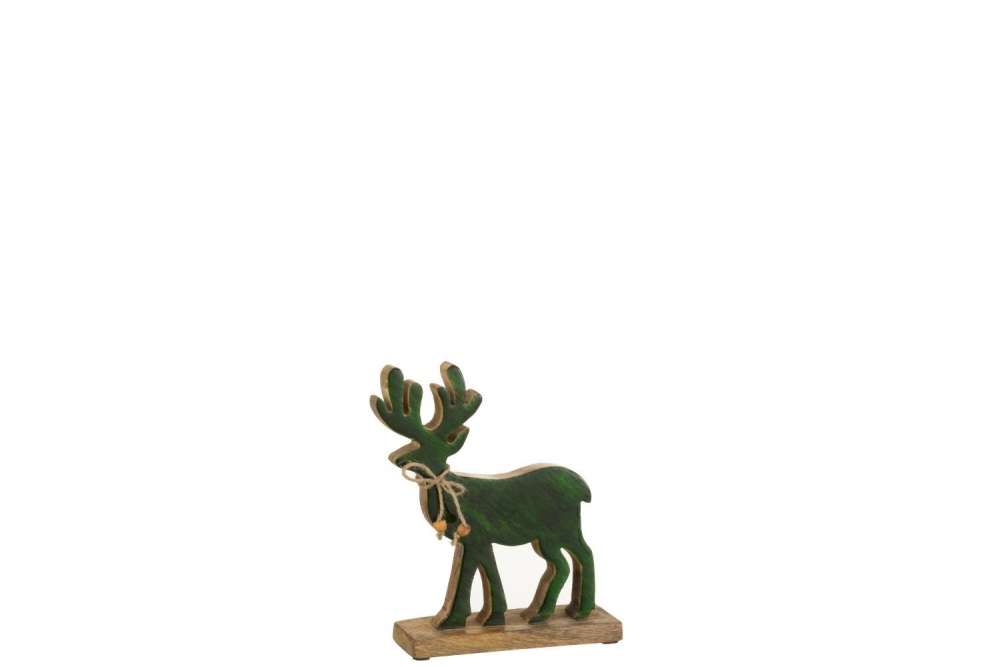 FIGURINE REINDEER WOOD GREEN SMALL
