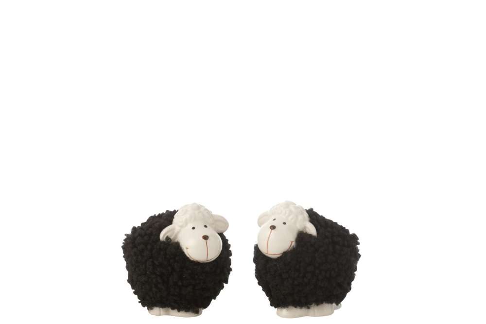 SHEEP PORCELAIN WHITE/BLACK SMALL ASSORTMENT OF 2
