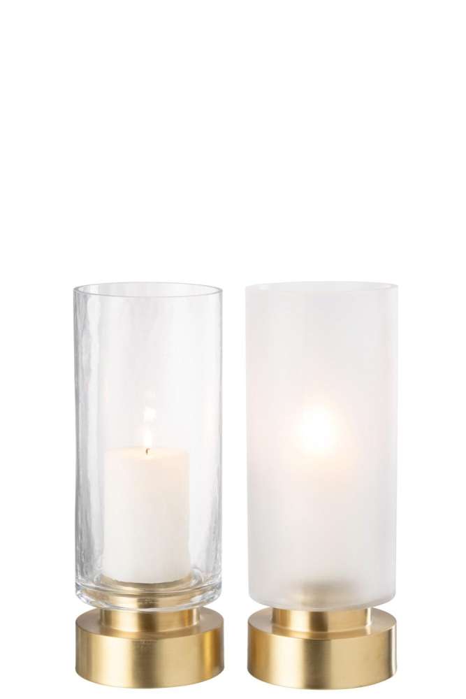 CANDLEHOLDER/VASE PIA GLASS/COPPER TRANSPARENT/GOLD MEDIUM ASSORTMENT OF 2