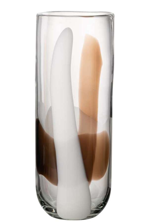 VASE IGGY GLASS WHITE/BROWN LARGE