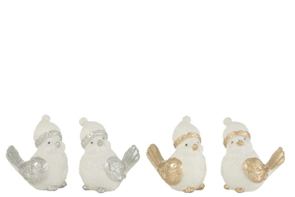 BIRDS HAT RESIN SILVER/GOLD LARGE ASSORTMENT OF 4