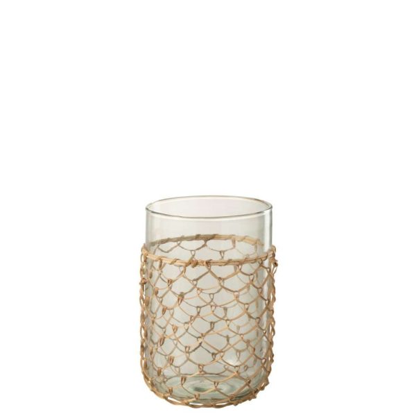 VASE KNITTING GLASS/CANE TRANSPARENT SMALL