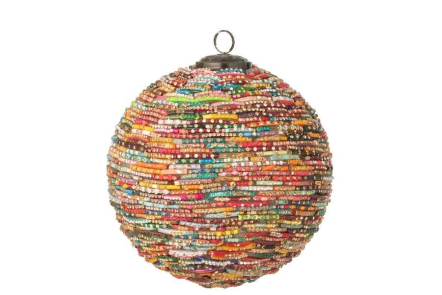 CHRISTMAS BAUBLE BEADS GLASS PINK/GOLD COLORED LARGE