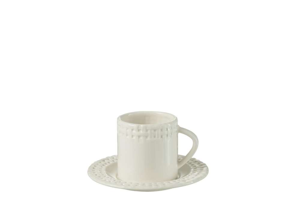 CUP AND SAUCER CERAMIC WHITE