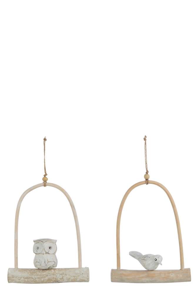 HANGER BIRD DRIFTWOOD WHITE ASSORTMENT OF 2