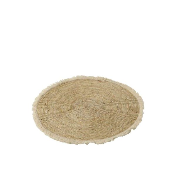 MAT TASSEL BAND MAIZE PEEL/COTTON BEIGE WHITE