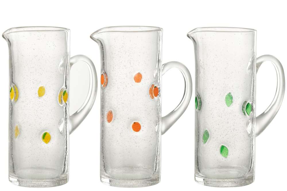 CARAFE CITRUS FRUIT GLASS MIX ASSORTMENT OF 3