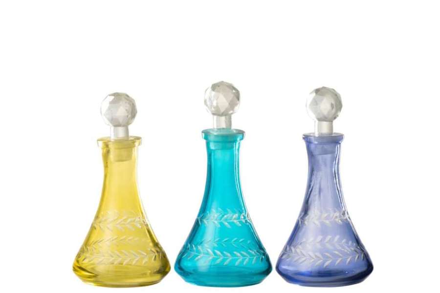 DECORATIVE BOTTLES TARIFA GLASS MIX MEDIUM ASSORTMENT OF 3