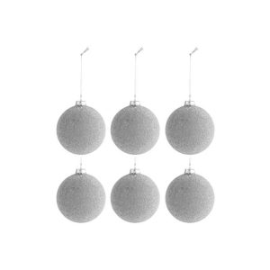 BOX OF 6 CHRISTMAS BALL PEARLS GLASS MATTE GREY SMALL