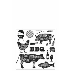 PACK 20 NAPKINS BARBECUE PAPER WHITE/BLACK SMALL