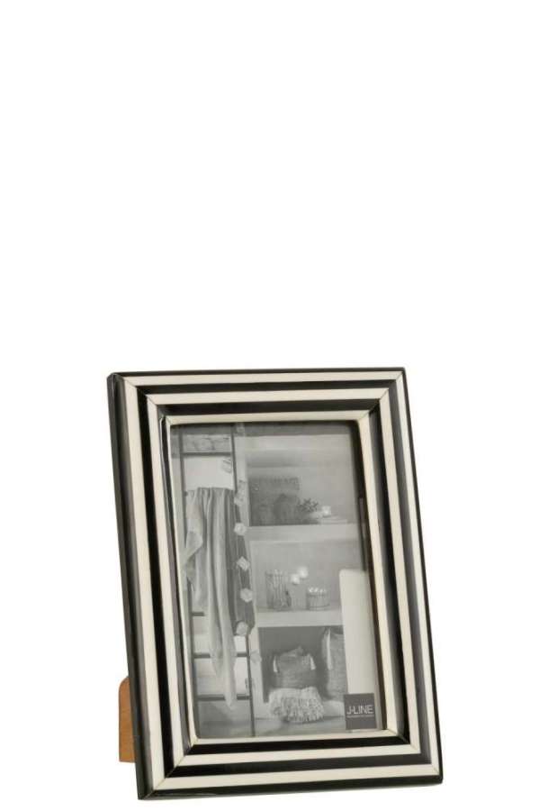 PHOTOFRAME RECTANGLE LINES RESIN BLACK/WHITE SMALL