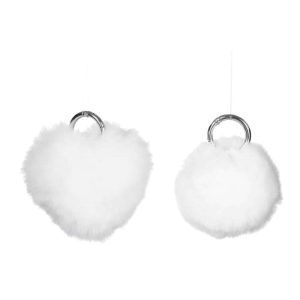 KEYCHAIN BALL/HEART ACRYLIC WHITE ASSORTMENT OF 2