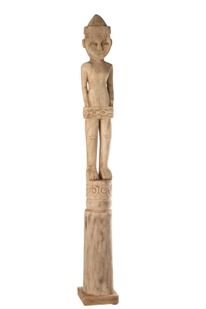 AFRICAN FIGURE STANDING WOOD NATURAL LARGE