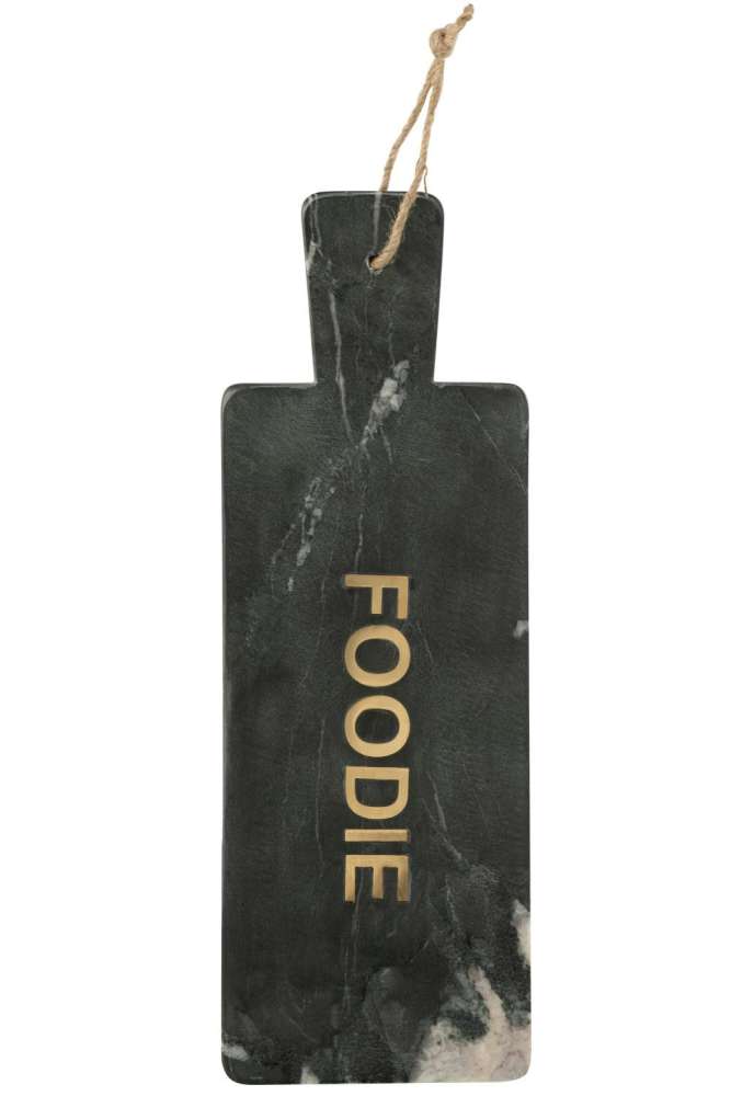 CHEESE BOARD RECTANGLE MARBLE BLACK/GOLD COLORED LARGE
