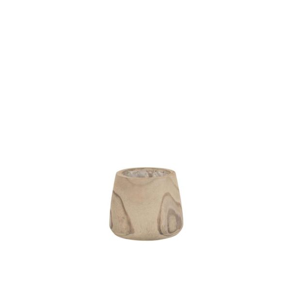FLOWERPOT PAULOWNIA WOOD+PLASTIC WHITE WASH SMALL