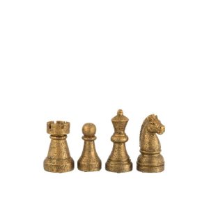 CHESS PIECE POLY ANTIQUE GOLD SMALL ASSORTMENT OF 4