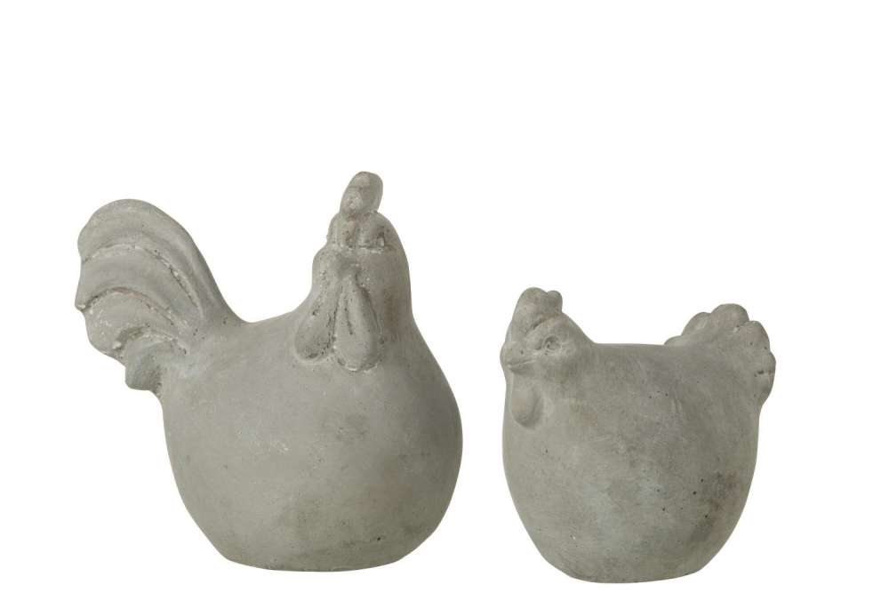 SET OF 2 FIGURINE GLENDY CEMENT GREY