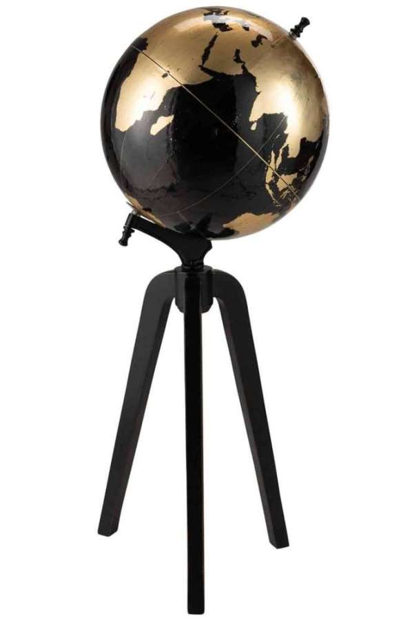 GLOBE ON FOOT WOOD BLACK/GOLD EXTRA LARGE