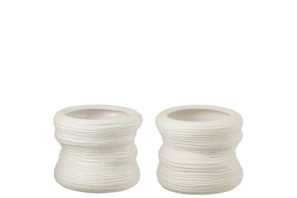 FLOWERPOT ORGANIC CERAMIC WHITE SMALL ASSORTMENT OF 2