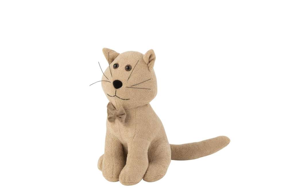 DOOR STOP CAT+BOW TIE BOUCLÉ BEIGE