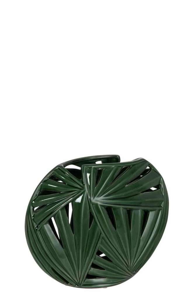 VASE OVAL TROPICAL CERAMIC GREEN LARGE