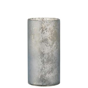 TEALIGHT HOLDER ROUND GLASS SNOW BLUE EXTRALARGE