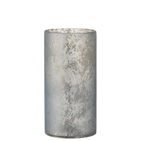 TEALIGHT HOLDER ROUND GLASS SNOW BLUE EXTRALARGE