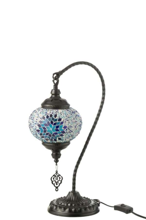 TABLE LAMP MOSAIC HANGING GLASS/METAL BLUE