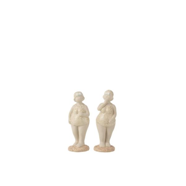 WOMAN BATHING SUIT STANDING CERAMIC BEIGE SMALL ASSORTMENT OF 2
