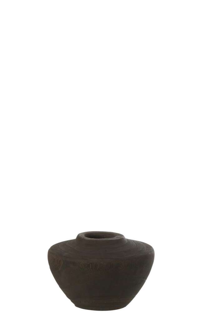VASE WOOD BLACK SMALL