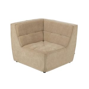 SOFA CORNER GRID POPLAR WOOD/FOAM DARK BEIGE